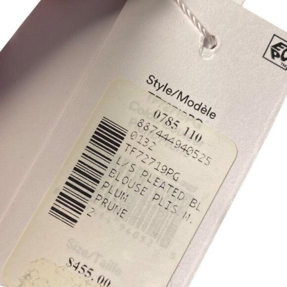 BEAUTIFUL DEREK LAM 10 CROSBY FUCHSIA PLEATED BLOUSE (NWT) - Picture 7 of 10